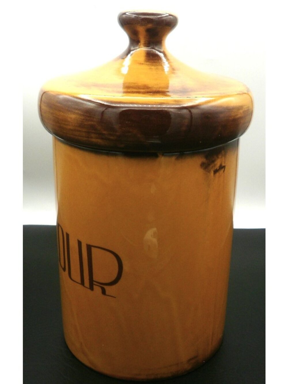 Vintage Mushroom Top Flour Canister Harvest Yellow Brown HOLIDAY DESIGNS - Picture 2 of 11